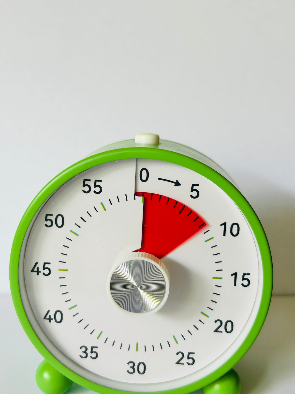 Close-up of the green visual countdown timer