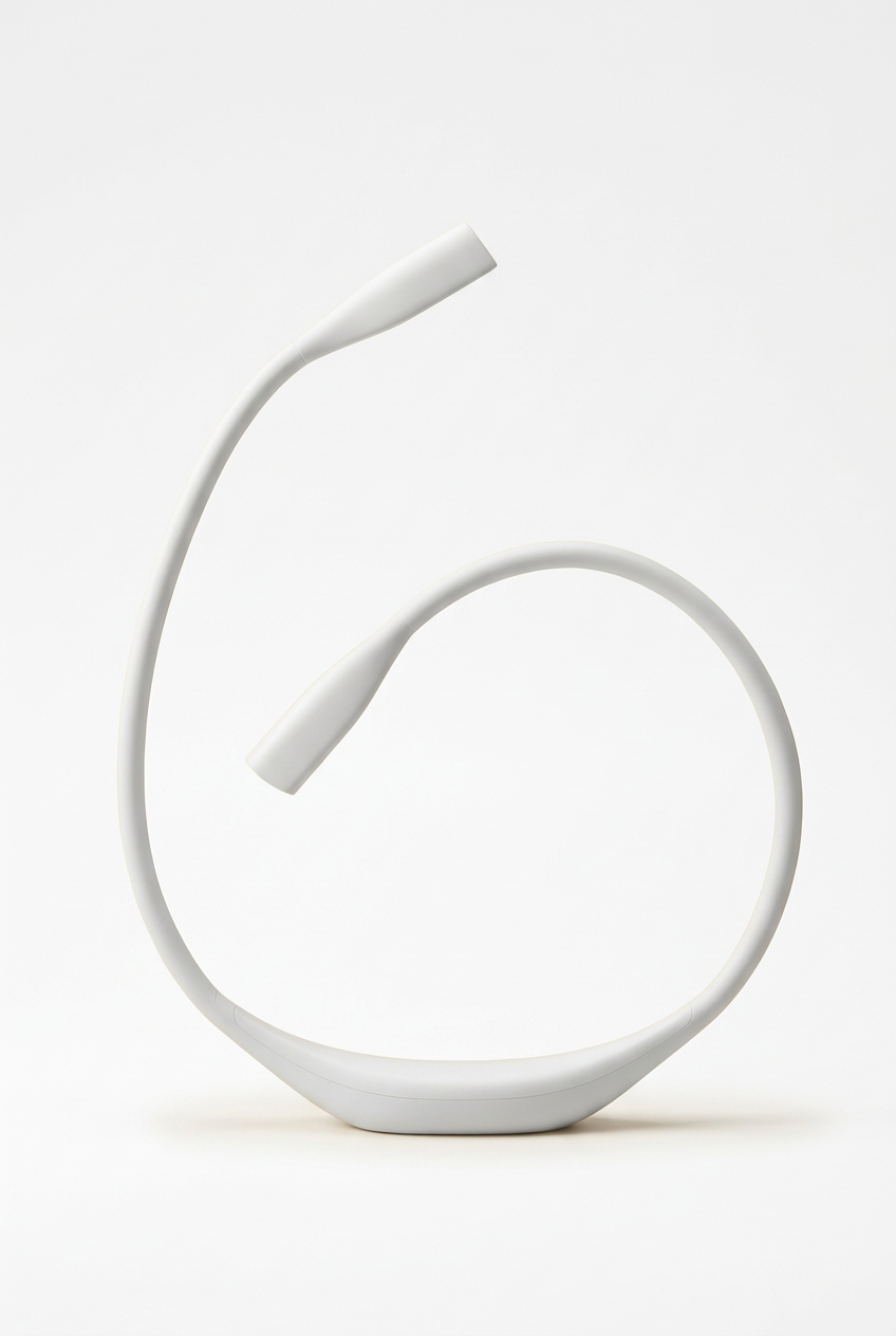 White flexible neck light in an upright position on a white background